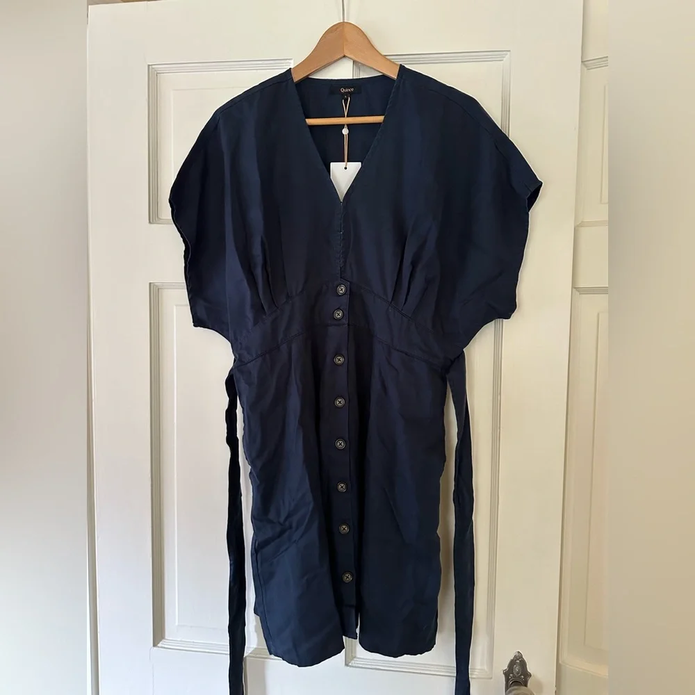Quince Vintage Wash Tencel Button Front Dress - Picture 1 of 5